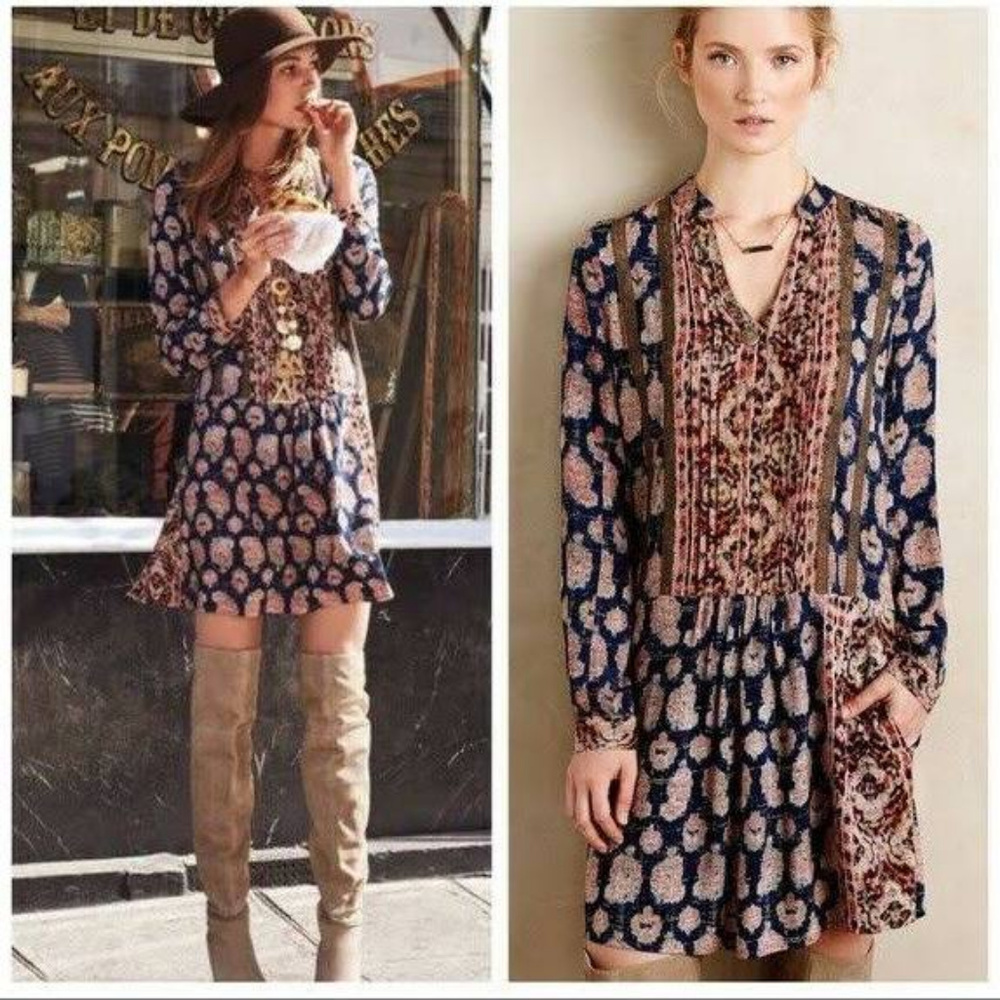 ANTHROPOLOGIE Tiny Long Sleeve button Down Dress